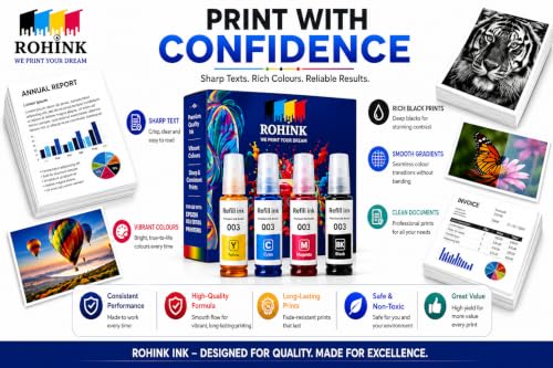 Image of ROHINK Compatible for Epson L3110, L3150, L3250, L3252, L3115, L3116, L3101, L3210, L3215, L3216, L3151, L3152, L3156, L5190 Printers (70x2blk, 70mlx3color)