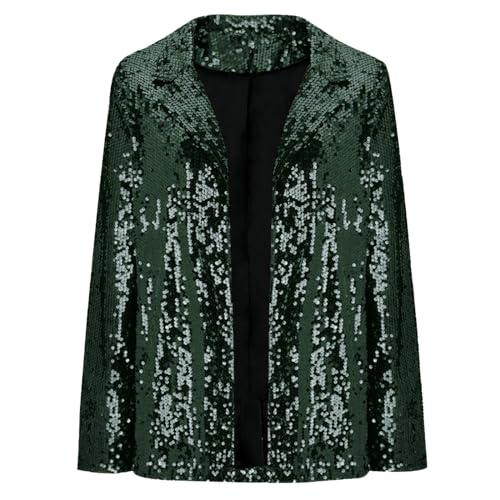 Manteau brillant paillettes vert veste décontractée manches longues