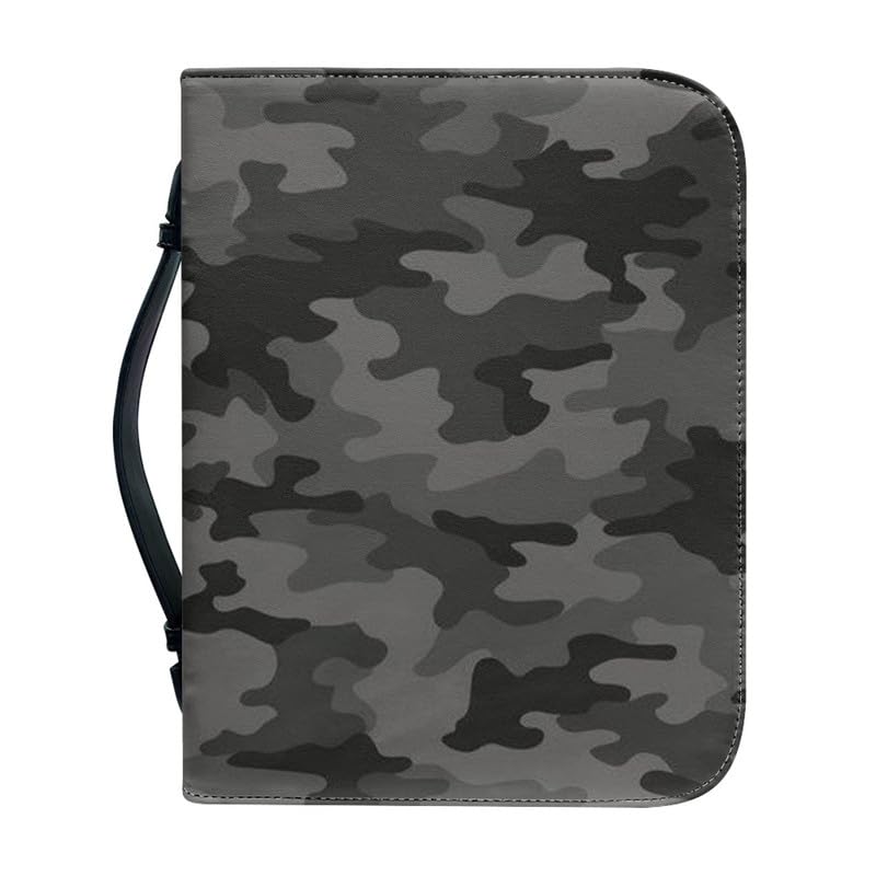 Garronmavis Camouflage Grey Bible Cover for Men Women, Oil Paintings Bible Carrying Case, Modern Arts Bible Book Covers - M — image 1