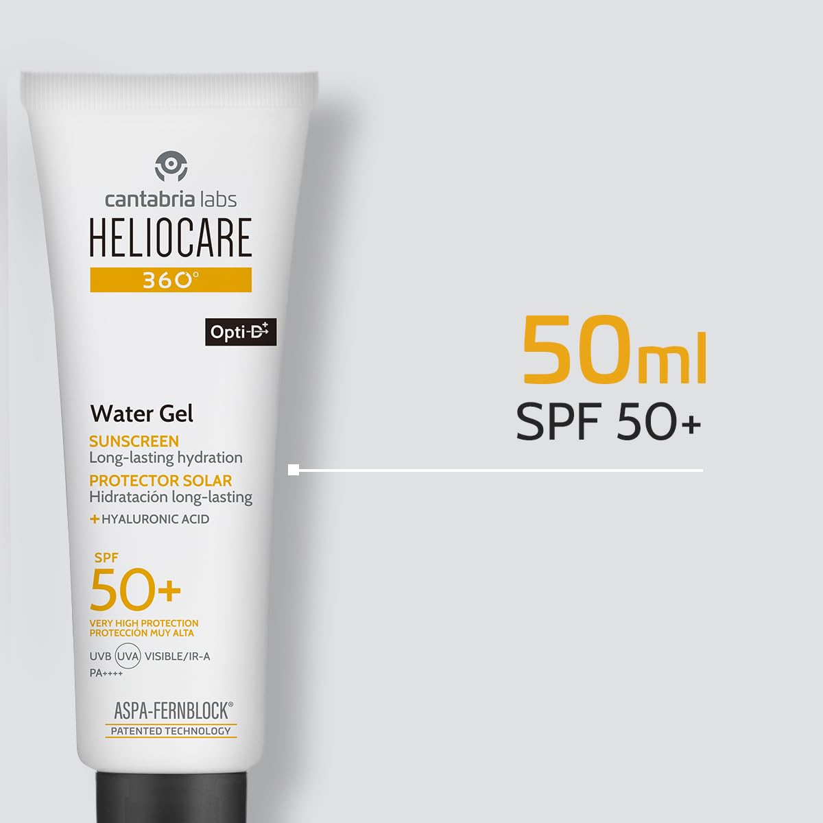 Cantabria Labs - Heliocare 360° Water Gel SPF 50+ - 50ml - Gel Hidratante - Protección Solar Avanzada - Textura Ligera y No Comedogénica