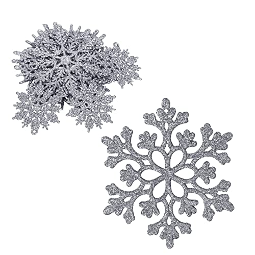Darbermu Christmas Snowflake Hanging Decorations 36 Pack 3D Plastic Glitter Snowflakes Ornaments for Christmas Tree Party Decoration Xmas Home Decor (Silver)