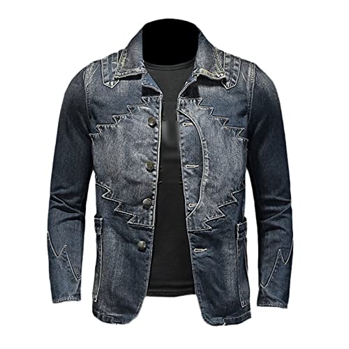Veste en jean homme avec revers brodé Kelsiop denim blanc premium L