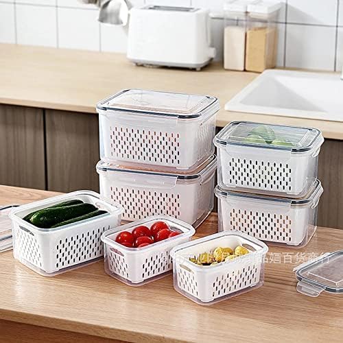 E-COSMOS® 4 PCS Large Fruit Containers for Fridge - Leakproof Food Storage Containers with Removable Colander - Dishwasher & microwave safe Produce Containers Keep Fruits, Vegetables, Berry (4 PC Set)