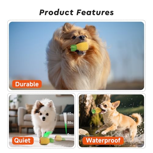 Image of Interactive Dog Toys Ball Small, 2.1 inch Bouncing Rotating Ball, Pet Toys for Small Dogs, USB Rechargeable (Matte Orange)