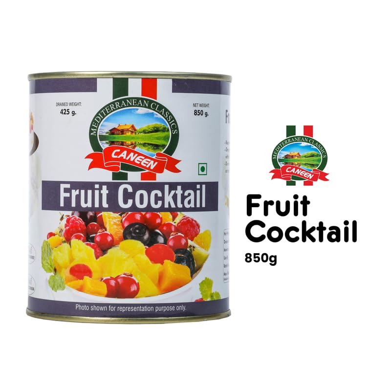 Image of CANEEN Fruit Cocktail 850g | Assorted Canned Fruits with Pineapple, Papaya, Muskmelon, Cherry & Raisin | Quick & Easy Fruit Salad, Desserts, Baking, Cakes, Custard