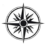 Custom Vinyl Round Simple Compass Rose Decal - Nautical Bumper Sticker, for Laptops or Car Windows - Orienteering, Sailing, Hiking Transfer