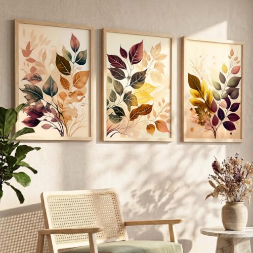 Image of kotart Home Decoration Painting Floral Paintings With Frame For Living Room Bed Room Hotel Wall Decor Digital Reprint Engineered Wood Set of 3 (Art 6, 19X25 INCH)