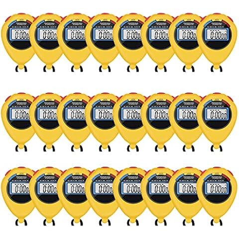 24 Pack Multi-Function Electronic Digital Sport Stopwatch Timer, Large Display with Date Time and Alarm Function,Suitable for Sports Coaches Fitness Coaches and Referees (Yellow) Cover