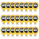 24 Pack Multi-Function Electronic Digital Sport Stopwatch Timer, Large Display with Date Time and Alarm Function,Suitable for Sports Coaches Fitness Coaches and Referees (Yellow)