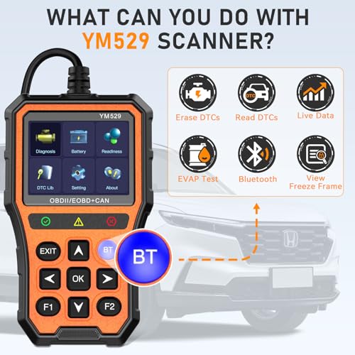 AMTIFO OBD2 Scanner Bluetooth Diagnostic Tool - iOS/Android Compatible, Real-Time Data, Battery Tester, Plug and Play, Emissions Readiness for Car Owners & Mechanics