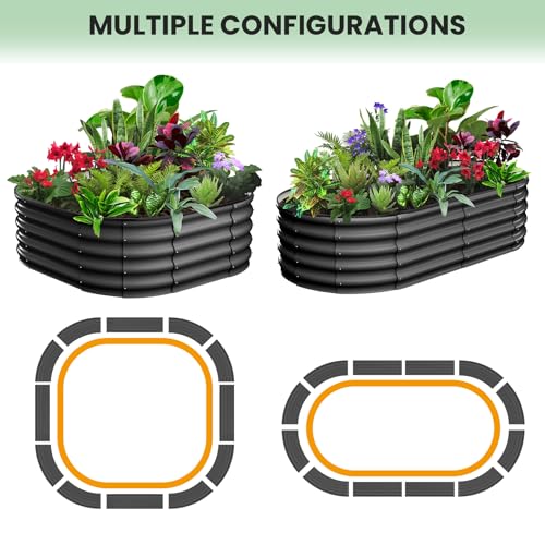 GarveeLife 2 Pcs 6x3x1 ft Oval Raised Garden Bed, Galvanized Raised Beds,Open-Ended Base Metal Raised Planter Beds,Garden Bed Outdoor,Planter Raised Boxes for Vegetables, Flowers,Tool-Free Asse,Gray by GarveeLife - Used condition - Image 5
