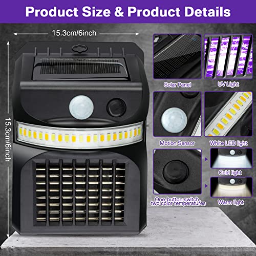 4 Packs Bug Zapper Outdoor 3 In 1 Mosquito Zapper Black Solar Bug Zapper Electric Led Light Mosquito Killer Lamp With Motion Sensor For Outdoor Backyard Patio Camping #TOP1