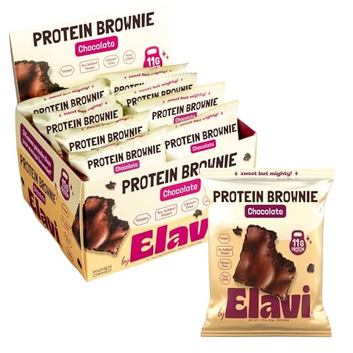 Elavi Protein Brownie, 11g Protein, Non-Dairy, Vegan & Gluten Free, Delicious Guilt-Free Snack | No Artificial Flavors, No Added Sugar, No Sugar Alcohols, High in Fiber (Chocolate Fudge)