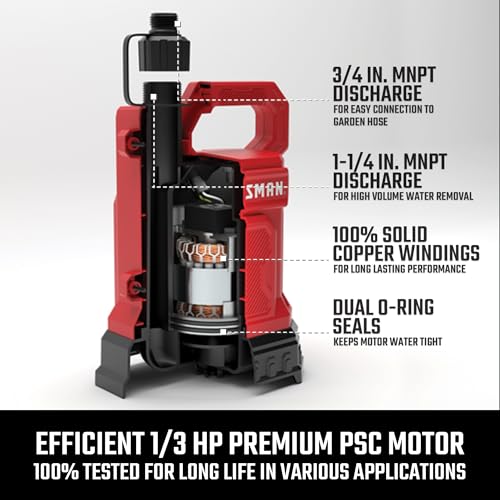 CRAFTSMAN 1/3 HP Thermoplastic Submersible Water Pump, Pumps up to 2750 GPH - image 3