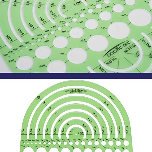 Image of Pacific Arc Circles Radius Master Template Guide, from 1 /2 Inch to 3 3 /4 Inch Radius and 36 Perfect Circles from 3 /64 to 1 Inches