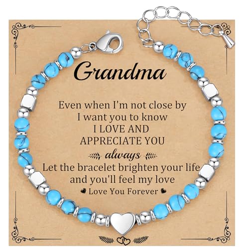 Christmas Gifts for Women, Stocking Stuffers for Teens Beaded Bracelets for Women Gifts for Mom Christmas Gift Mothers Day Gift for Grandma Daughter Bonus Mom Nature Stone Bead Bracelet Graduation Jewelry for Her 2026