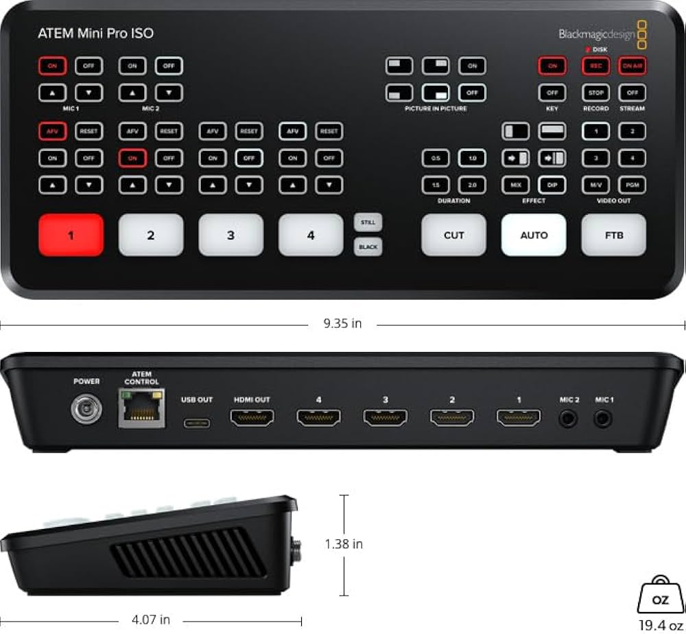 その他 Black magic design Atem Mini Pro Blackmagic Design ATEM Mini Pro ISO, 2x Optical Zoom, Green