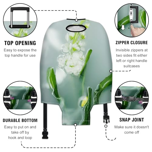 Travel Luggage Cover Suitcase Protector Scratch-Resistant Fit Not Included Suitcase Flowers In Water L-26-28in3