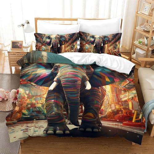 Housse de couette haute qualité motif éléphants parure de lit durable - 2