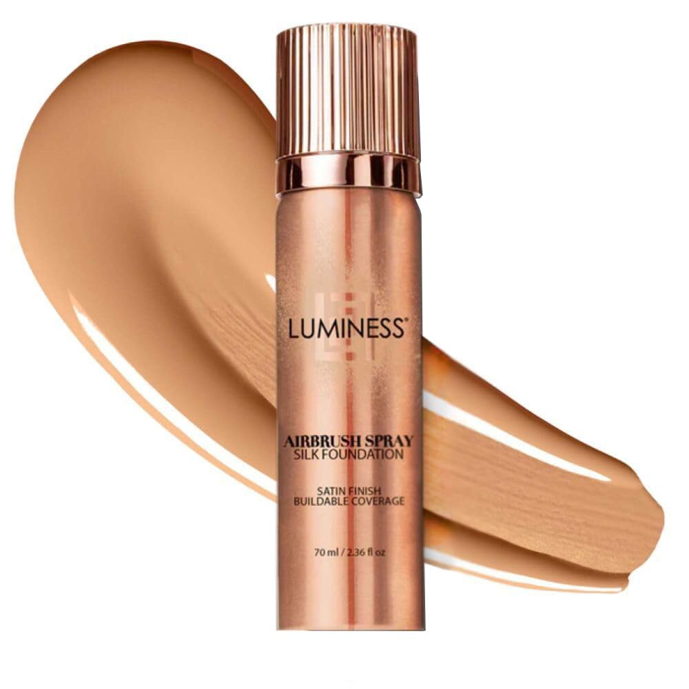 LUMINESS Silk Airbrush Spray Foundation - Full Coverage Foundation - Formula Hydrates & Moisturizes with Hyaluronic Acid, Aloe Vera & Hydrolyzed Silk