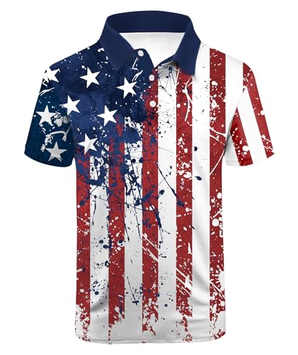 Image of ZITY Men's Golf Short Sleeve Moisture Wicking Polos with Print Patterns