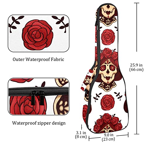 Housse pour ukulélé Santa Muerte Calavera Crâne avec roses rouges pour ukulélé soprano ténor concert 68,4 cm 10 mm d… - Les Beatles, Paul McCartney, John Lennon, RIngo Starr, George Harrison Housse pour ukulélé Santa Muerte Calavera Crâne avec roses rouges pour ukulélé soprano ténor concert 68,4 cm 10 mm d… – Image 5