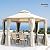 Outsunny 13' x 13' Patio Gazebo, Double Roof Hexagon Outdoor Gazebo Canopy Shelterwith Netting & Curtains, Solid Steel Frame for Garden, Lawn, Backyard and Deck, Beige