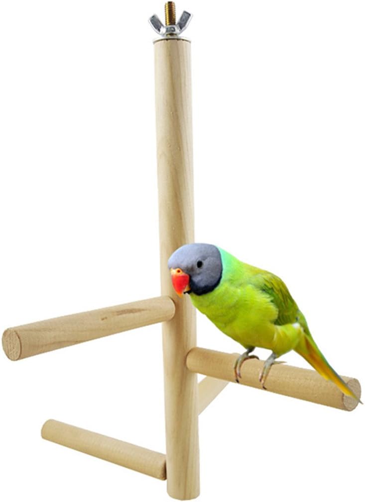 Mumoo Bear 4 Bars Wood Rotating Perches Birdcage Stands Bird Ladders