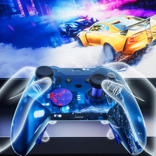 Image of 14-in-1 Controller Accessories Kit Compatible with Xbox Elite Series 2, 6 Premium Metal Thumbsticks, Swap Joysticks, 4 Interchangeable Paddles, 2 D-Pads, 1 Tool & 1 Storage Bag (Blue+Red)