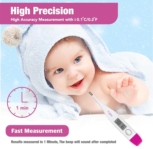Image of Amkay Digital Thermometer for Oral & Underarm Use - Fast & Accurate Temperature Reading in Celsius & Fahrenheit, Water-Resistant, Easy to Clean, 1 Year Warranty, White