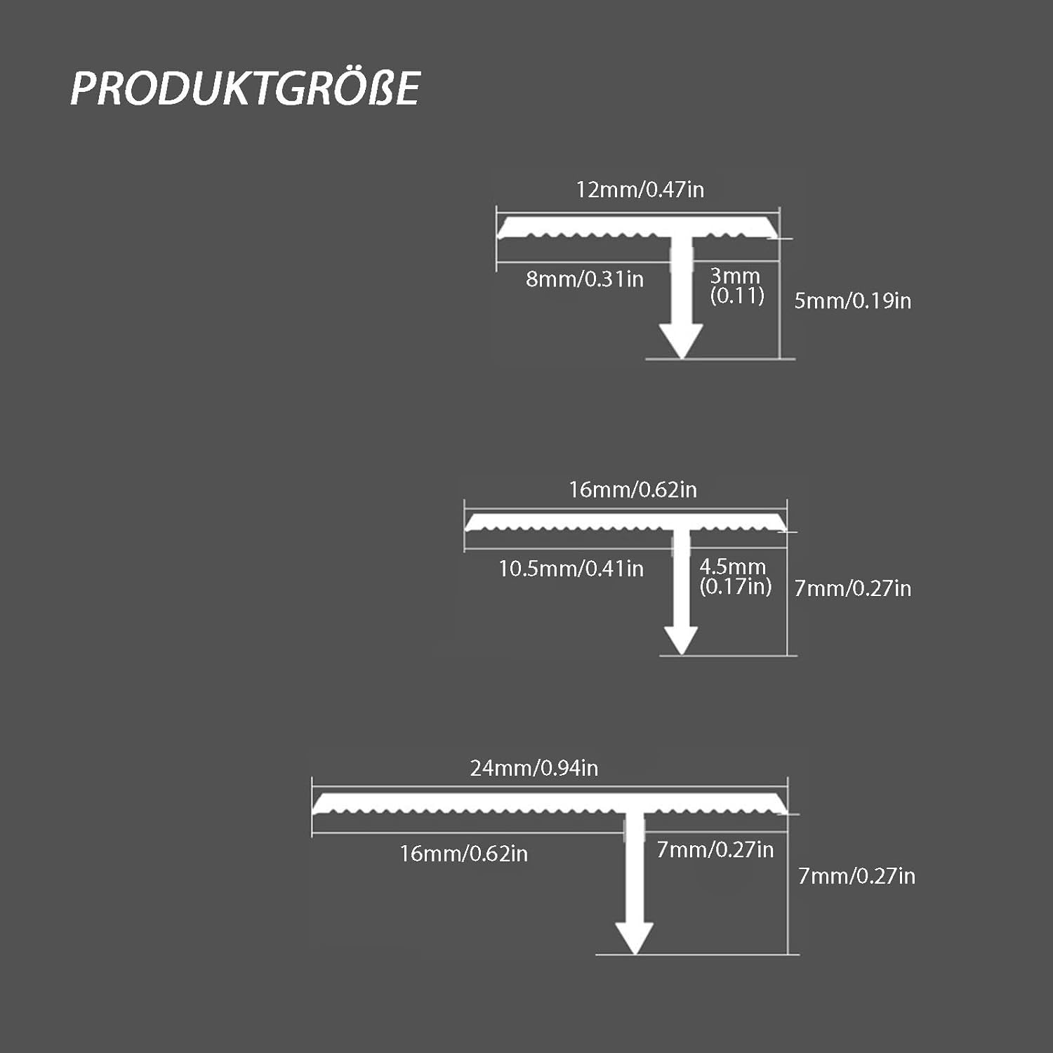 Aluminiowy zestaw profili przejściowych, wodoodporne, odporne na zarysowania, listwy wykończeniowe do laminatu, twardego drewna, progu drzwi i zaślepki, czarne, szerokość 16 mm