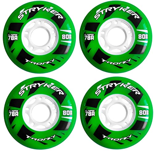 TronX Stryker Multi Surface 78A All Purpose Inline Roller Hockey Wheels (4 Pack) - 59mm, 68mm, 72mm, 76mm & 80mm Hi-Lo (68mm)