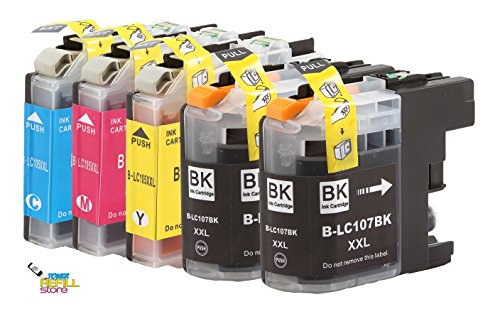 Brother LC107 XXL and LC105 XXL 5-Set Compatible Super High Yield Ink Cartridges MFC-J4310DW MFC-J4610DW MFC-J4710DW