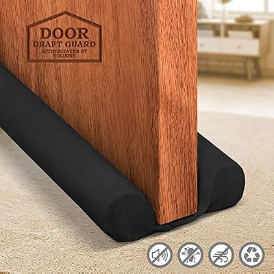 Holikme Twin Door Draft Stopper Weather Stripping Noise Blocker Window Breeze Blocker Adjustable Door Sweeps 34inch Black