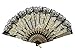 Abanico Bordado de Encaje Vintage de Mano Chino, Ventilador Plegable de Novia para Decoración de Fiesta Boda y Baile Flamenco (HTS-11-Negro)