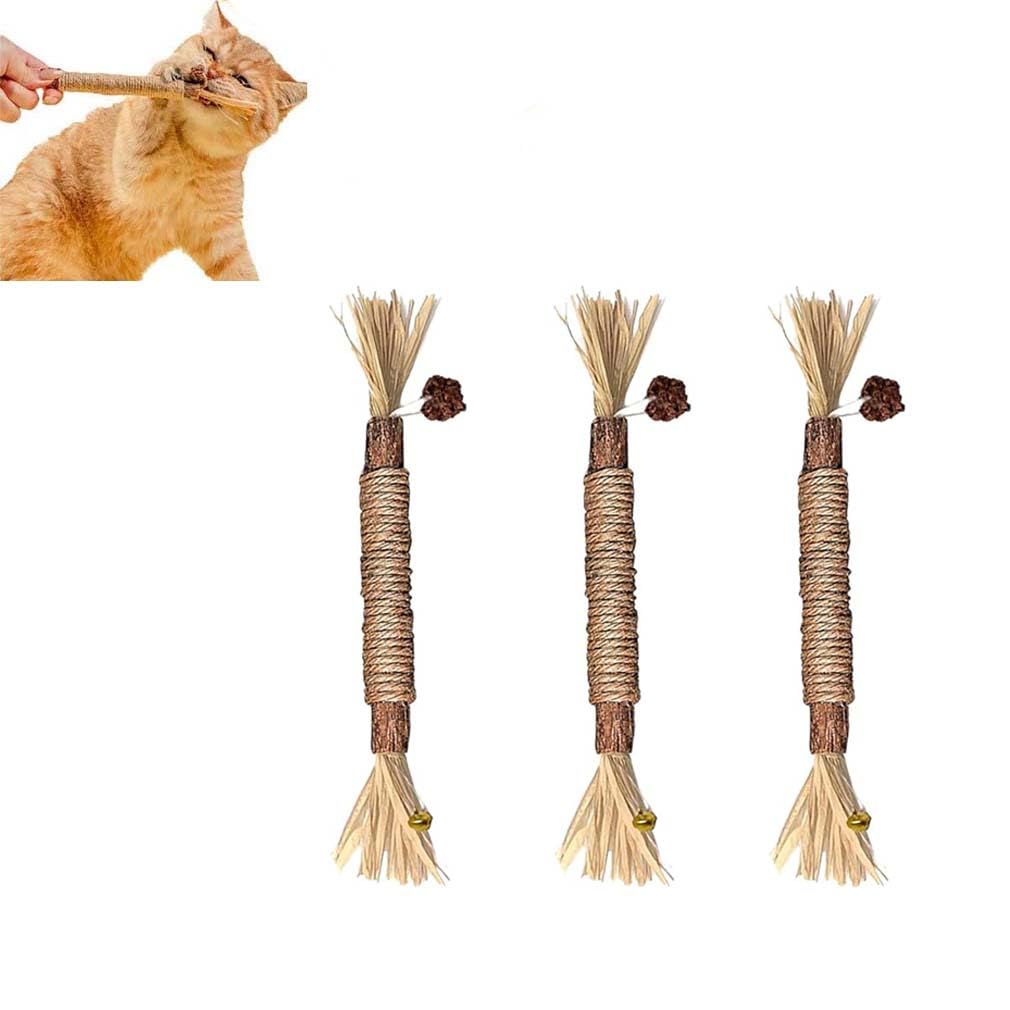 Nylatails Silvervine Dental Stick,Natural Cat Teeth Nip Cleaning Catnip Toys,Chew Catnip Chew Toys,Silvervine Cat Toy for Cat Teeth Cleaning,Cat Dental Sticks kitten Toys for Indoor Cats (3 PCS)