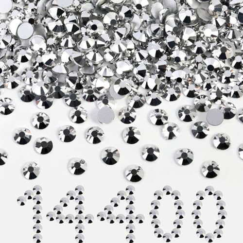 Image of Beadsland Flat Back Rhinestones Bulk, Silver Hematite, SS10, 14400pcs | Flatback Glass Gems for Nails Crafts Clothes DIY Decoration, Glue Fix, 2.7-2.9mm