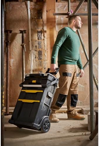 Bild 5 - STANLEY 2in1 Rollende Werkstatt Werkzeugkoffer leer Werkzeugkasten (53 x 75.60 x 32 cm, Werkzeugtrage mit Organizeraufsatz,mit zwei großen Fächern, Teleskopgriff,aus robustem Kunststoff) STST1-79231