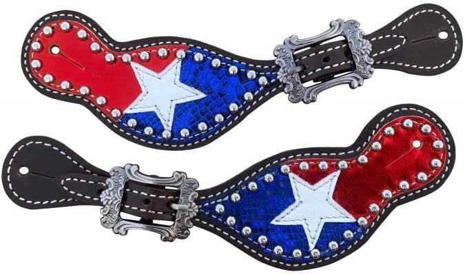 Showman Ladies Leather Spur Straps w/Patriotic Design