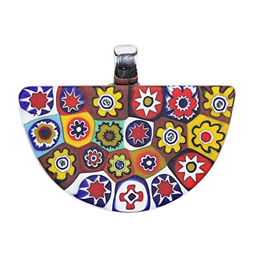 GlassOfVenice Murano Glass Color Splash Millefiori Semicircle Pendant