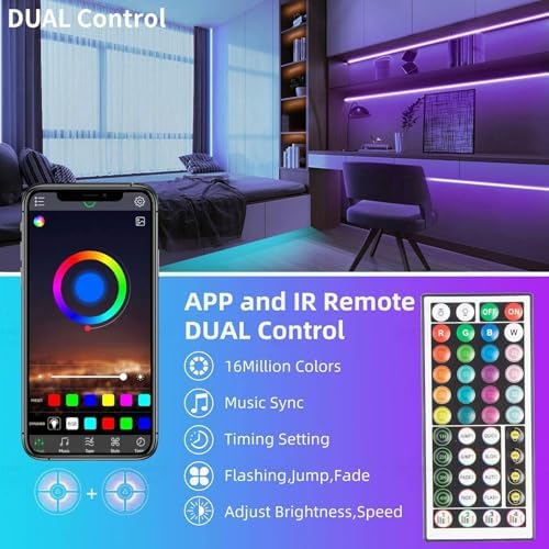 Ksipze 101FT led Lights Strip for Bedroom, Smart Music Sync RGB Color Changing with App and Remote Control, Power Supply Led Strip Lights Lumiere LED for Room Home Party Decoration