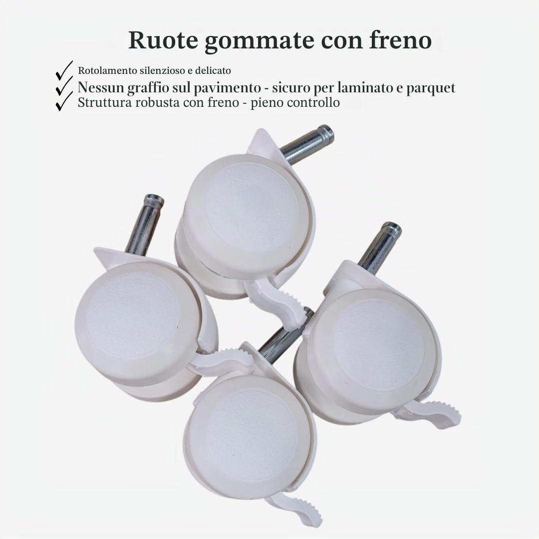 Wiklinopol Cestino Moses con baldacchino Lena – Culla in vimini con struttura – Cestino bianco, set completo con biancheria a nido d’ape 5 pz. Riccio & amici bianco – Con ruote, portatile, sicuro