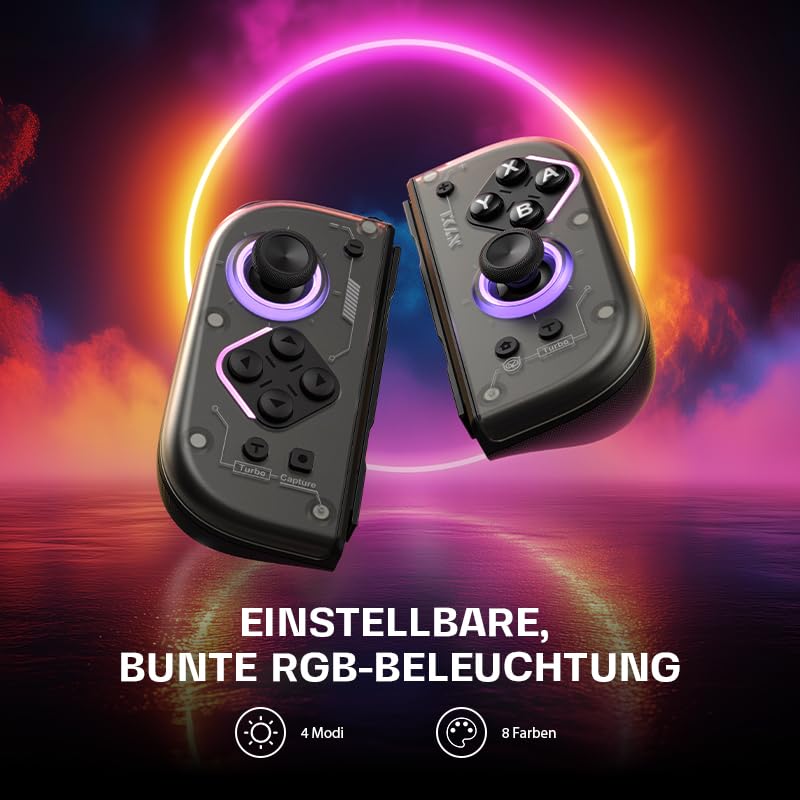 NYXI Hyperion 2 Wireless Switch Controller, Hall-Effekt-Joystick, Mechanische Mikroschalter-Tasten, RGB-Beleuchtung, 6-Achsen-Gyroskop, Turbo, Vibration, Programmierbare Tasten für Switch
