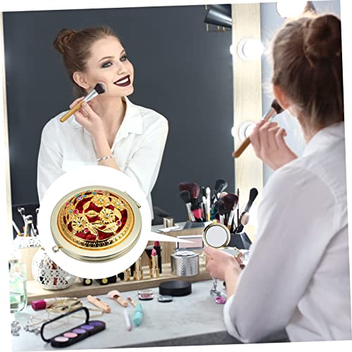 Beavorty 2Pcs Metal Vanity Mirror Mini Vanity Mirror Small Travel Purse Portable Mirror Round Makeup Mirror Vintage Handheld Mirror Compact Makeup Mirror Pocket Cosmetic Mirror Golden Iron #TOP1