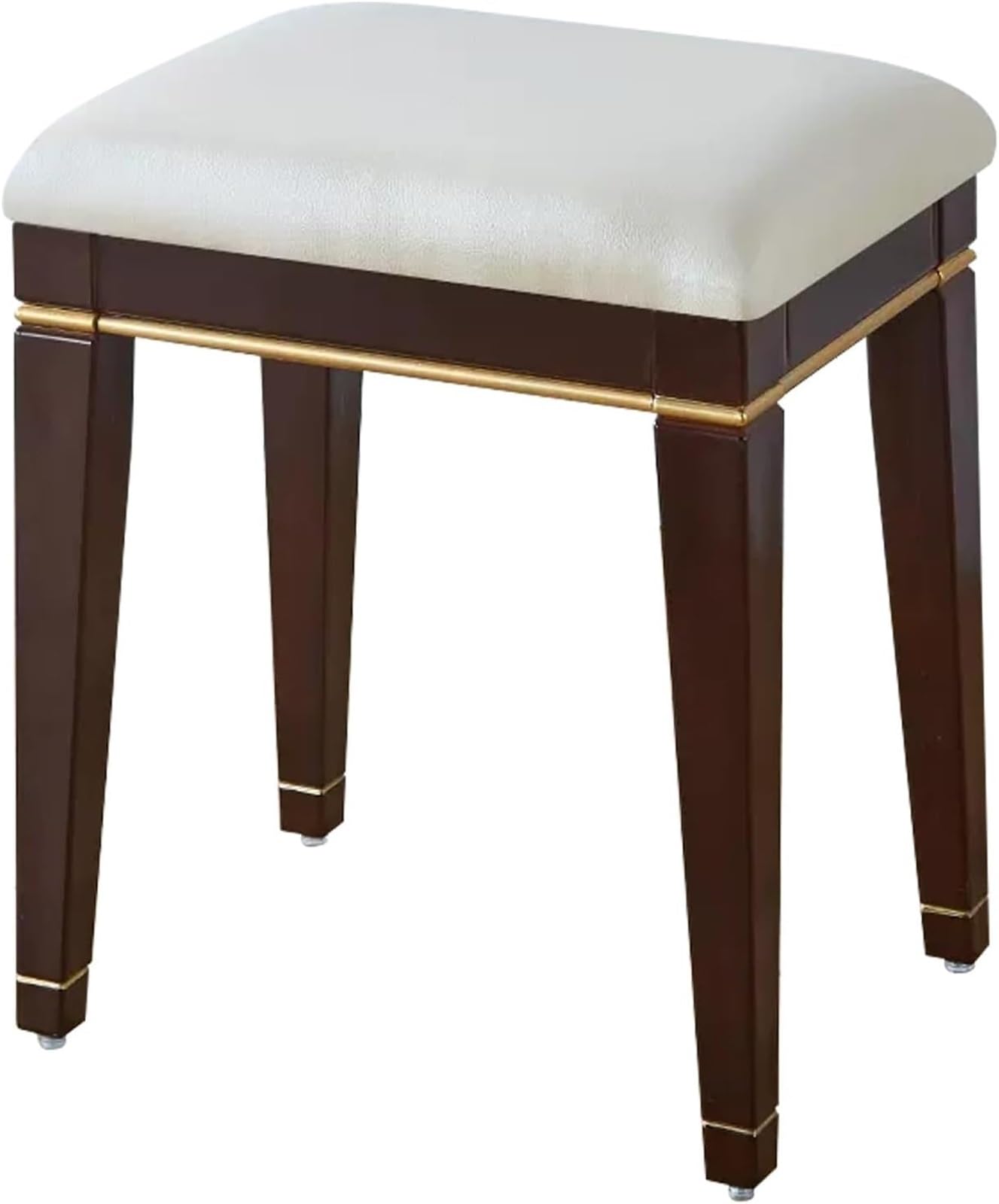 Padded Vanity Stool Bench for Makeup Room Living Room Bathroom Cotton Makeup Bench Height(White)
