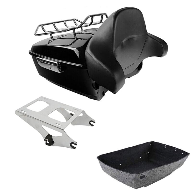 TCMT 13.7" King Motorcycle Trunk Box Backrest Pad Luggage Rack Mount Rack Fit For Harley T2014-2025 Touring CVO Road King Road Glide Street Glide Electra Glide Pack Trunk