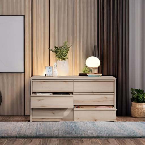 Image of Sauder Harvey Park 6 Drawer Dresser for Bedroom Wooden Dressers & Chest of Drawers, in Pacific Maple