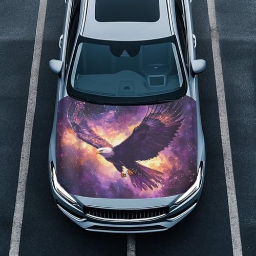 Image of Bald Eagle Print Car Hood Cover, Elastic Fabric Car Hood Protector Car Hood Flag Waterproof Auto Exterior Accessories for Car Hood Decoration and Protection