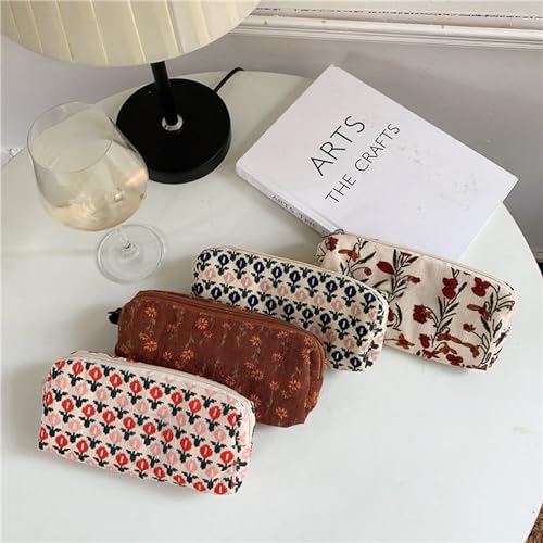 Image of Pencil Case Pen Case Office College School Storage Bag Pouch Holder Box Organizer Makeup Pouch Cosmetic Bag Aesthetic floral flower Cute Pencil Case for Girls Boys Kids (Little blue flower)