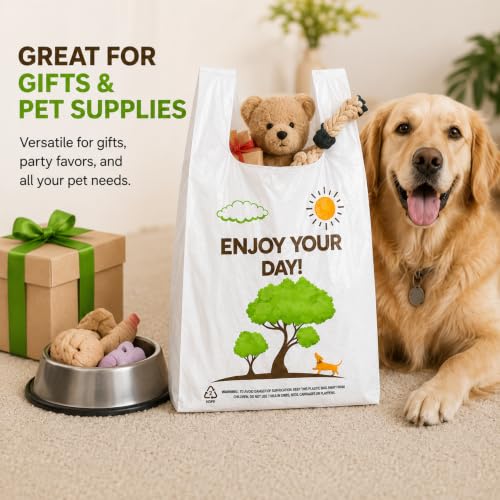 Image of YoYoRain White Thank you T shirt bag, Grocery shopping bag Reusable and Disposable Supermarket Bag 11''x6''x21'' 150PCS